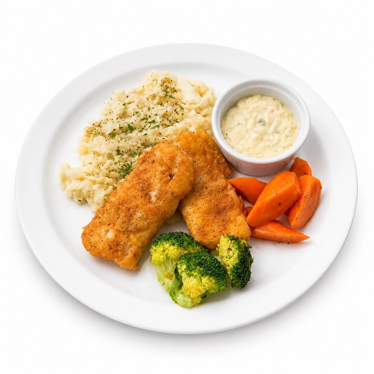 Breaded fish dinner prepared at Tiffany Village